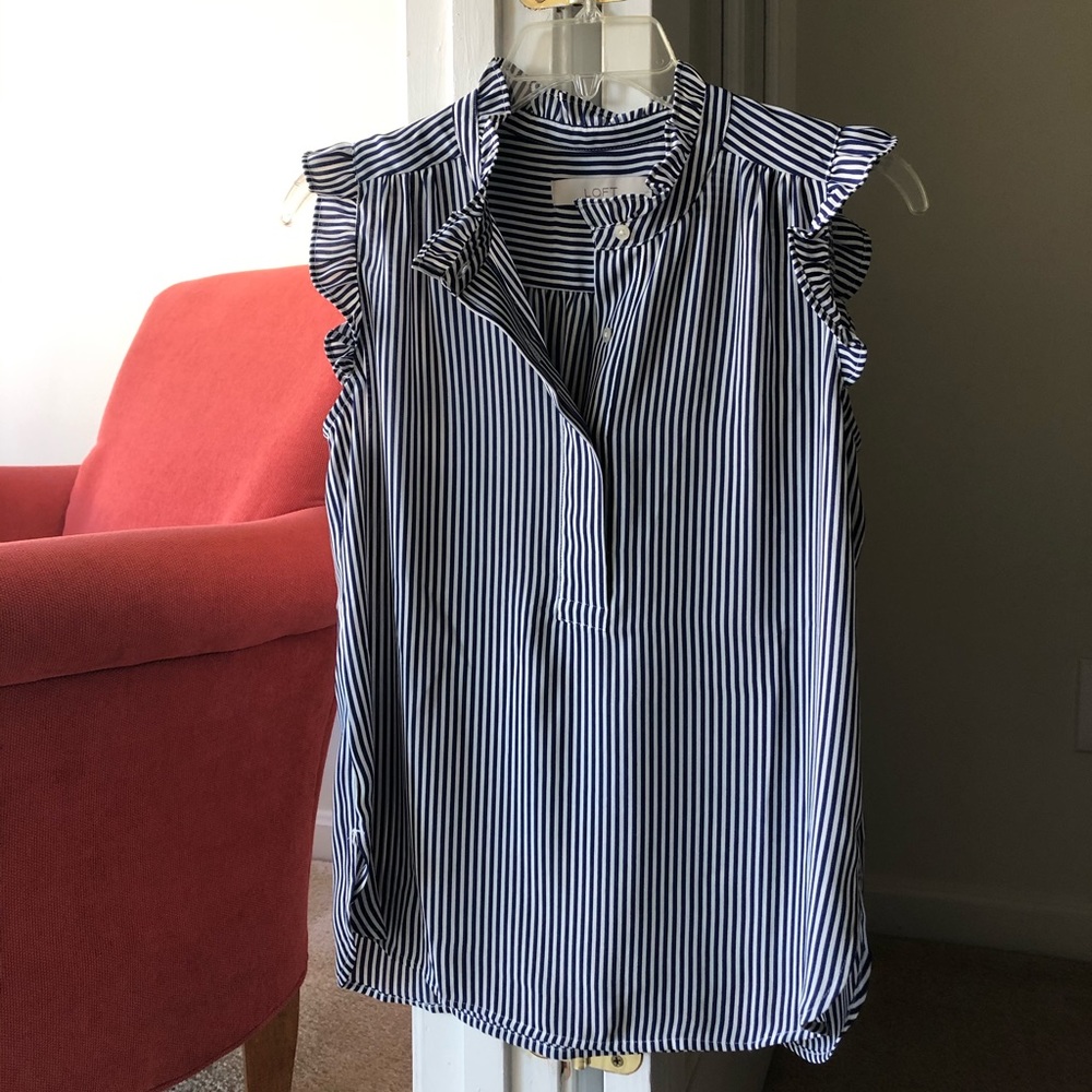 LOFT Blouse/Tank | Blue and White striped